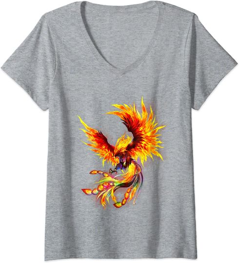 Discover T-shirt de Mulher com Decote Em V Fénix Fogo