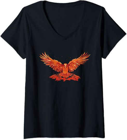 T-shirt de Mulher com Decote Em V Envergadura de Fénix