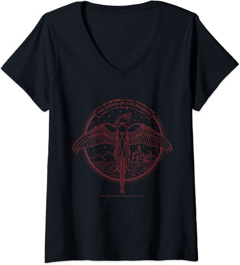 T-shirt de Mulher com Decote Em V com Distintivo de Fénix