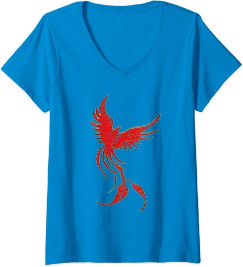 Discover T-shirt de Mulher com Decote Em V Red Phoenix