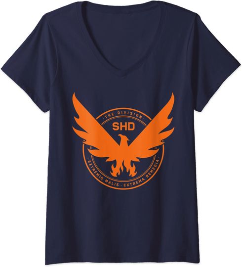 T-shirt de Mulher com Decote Em V Estilo Retrô Distintivo de Fénix