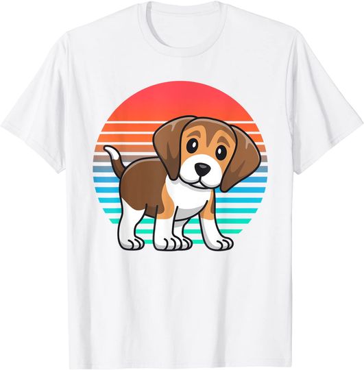 T-shirt para Homem e Mulher Retro Vintage com Cão Beagle