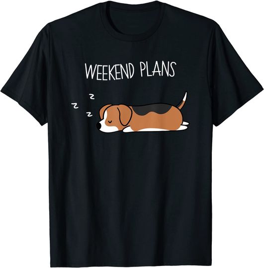 Discover T-shirt para Homem e Mulher Plano de Fim de Semana com Cão Beagle
