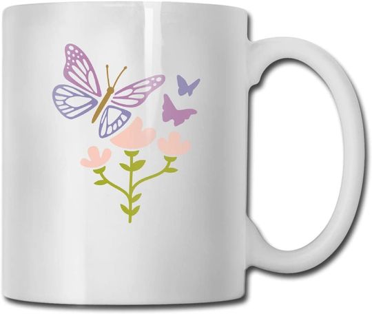 Discover Caneca de Cerâmica Clássica Flores e Borboletas