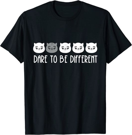 Discover T-shirt Unissexo Gato Dare To Be Different