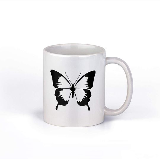 Discover Caneca de Cerâmica Clássica Borboleta Preta Branca