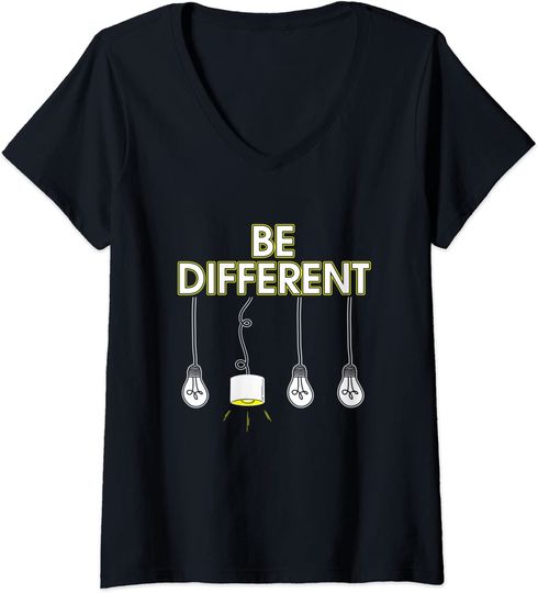 Discover T-shirt para Mulher Be Different com Lâmpada Decote em V
