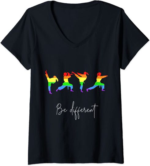 Discover T-shirt para Mulher Be Different Karate Girl LGBT Decote em V
