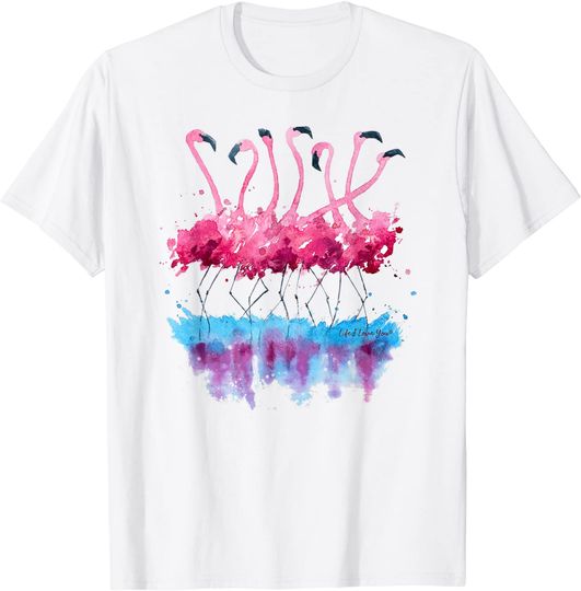 Discover T-shirt para Homem e Mulher Bonitos Flamingos Rosa de Dança Tropical