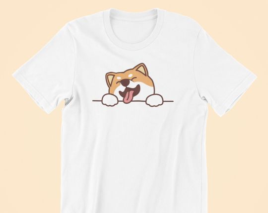 Discover T-shirt para Homem e Mulher com Estampa de Shiba Pequeno