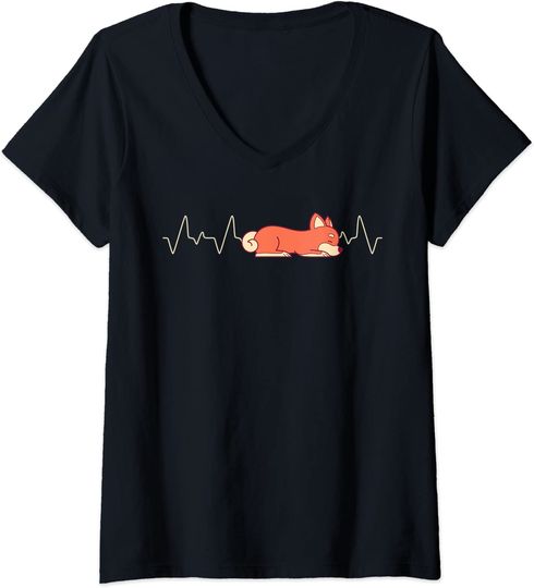 Discover T-shirt para Mulher Batimento de Coração de Shiba Inu Decote em V
