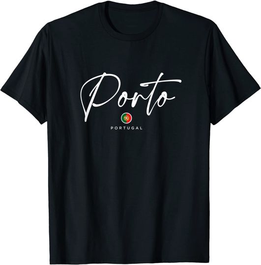 Discover T-shirt para Homem e Mulher Porto com Bandeira de Portugal