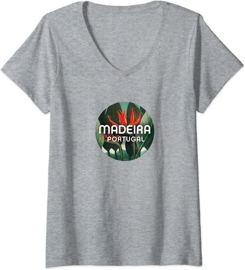 Discover T-shirt para Mulher Madeira Portugal Decote em V