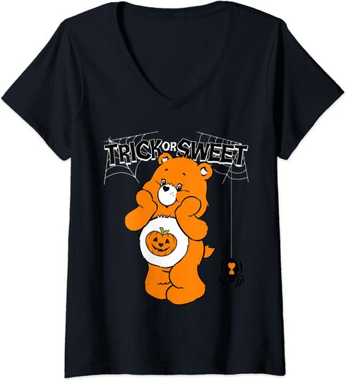 Discover T-shirt de Mulher com Decote Em V Urso Fofo Trick Or Sweet