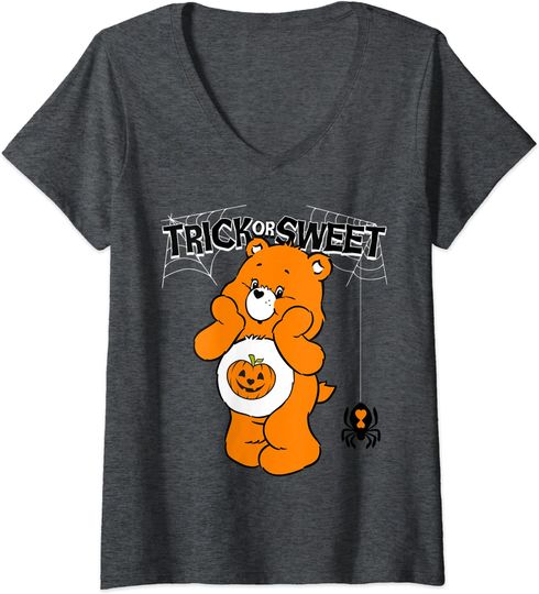 Discover T-shirt de Mulher com Decote Em V Urso Fofo Trick Or Sweet