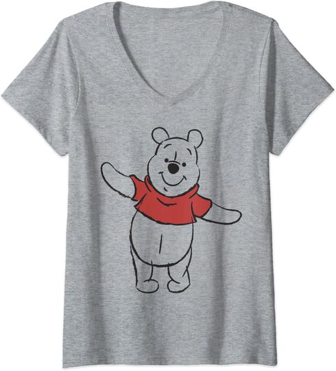 Discover T-shirt de Mulher com Decote Em V com Pooh