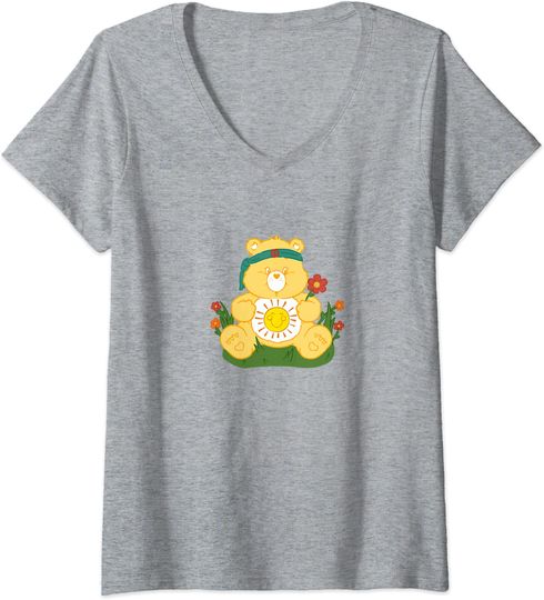 Discover T-shirt de Mulher com Decote Em V Urso E Jardim de Flor