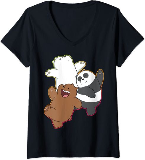 T-shirt de Mulher com Decote Em V Dança Ursos
