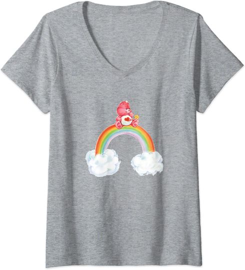 Discover T-shirt de Mulher com Decote Em V Urso E Arco-Íris