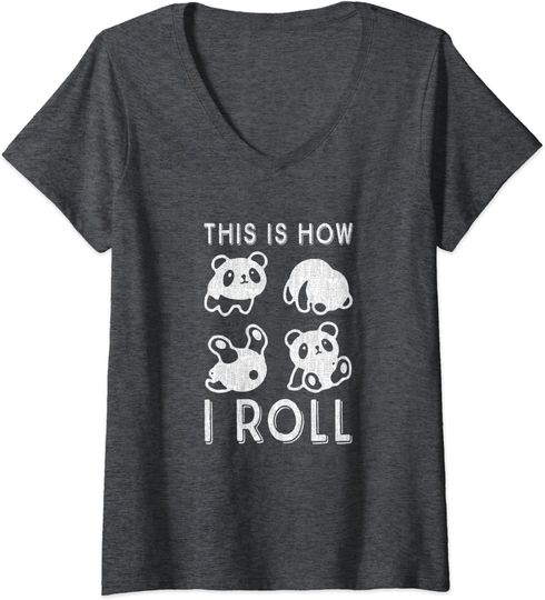 Discover T-shirt de Mulher com Decote Em V Panda This Is How I Roll