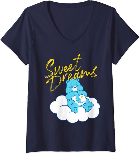 T-shirt de Mulher com Decote Em V Urso Fofo Sweet Dreams