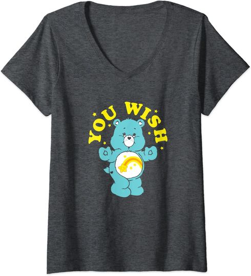 Discover T-shirt de Mulher com Decote Em V com Urso You Wish