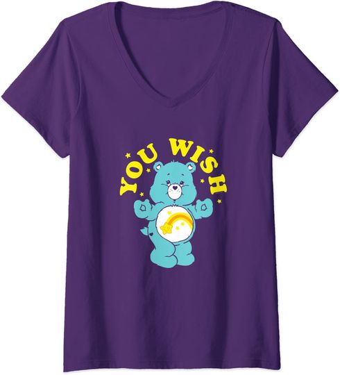 Discover T-shirt de Mulher com Decote Em V com Urso You Wish