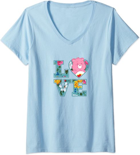 Discover T-shirt de Mulher com Decote Em V Amor de Urso