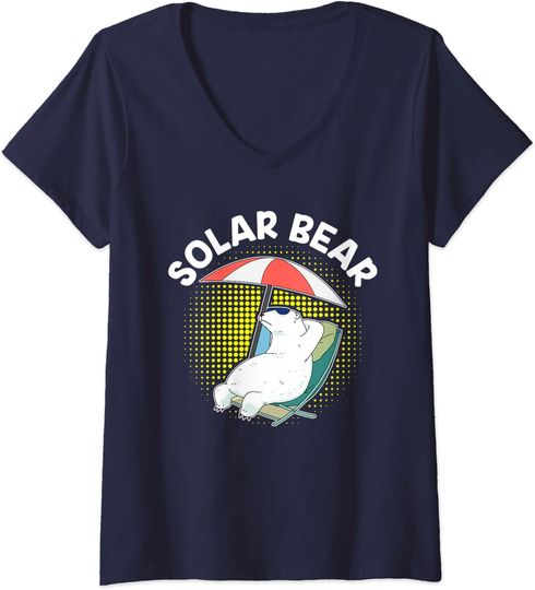 T-shirt de Mulher com Decote Em V Solar Bear