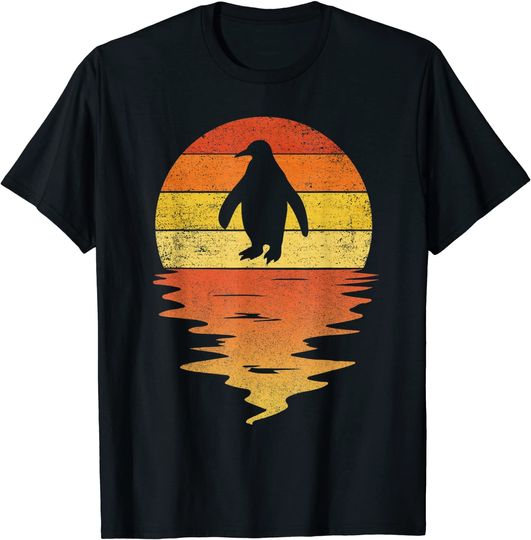 T-Shirt Unissexo Manga Pinguim Pôr do Sol