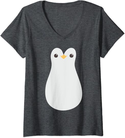 Discover T-shirt de Mulher com Decote Em V Presente Ideal Pinguim
