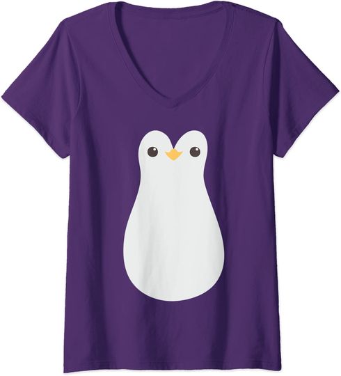 Discover T-shirt de Mulher com Decote Em V Presente Ideal Pinguim