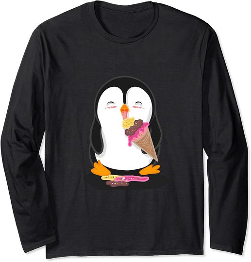 Discover Camisola de Homem Mangas Compridas Pinguim Comendo Sorvete