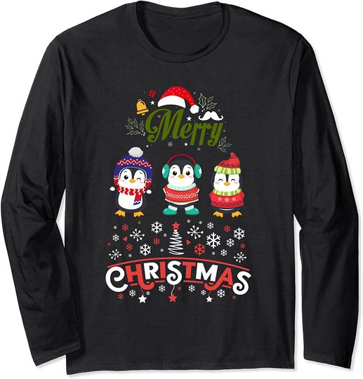 Discover Camisola de Homem Mangas Compridas Pinguim Feliz Natal
