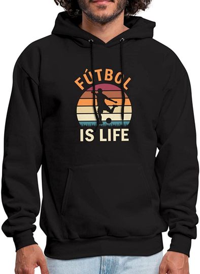 Discover Spreadshirt Futbol Is Life Soccer Lover Vintage Sunset Pullover Hoodie