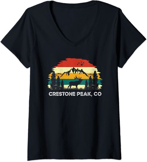 Discover T-shirt de Mulher com Decote Em V Paisagem Crestone Peak, CO