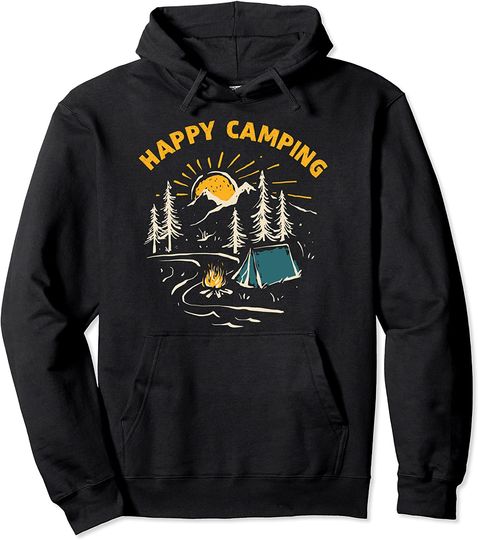 Discover Hoodie Unissexo Cena Natural Acampamento Happy Camping