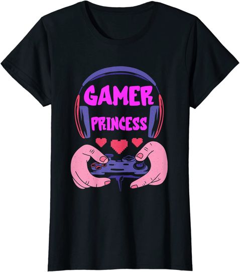 T-Shirt de Mulher Manga Curta Gamer Princess