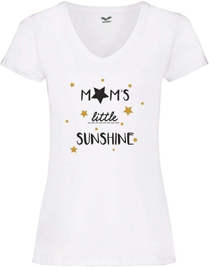 Discover T-shirt de Mulher com Decote Em V Moms Little Sunshine