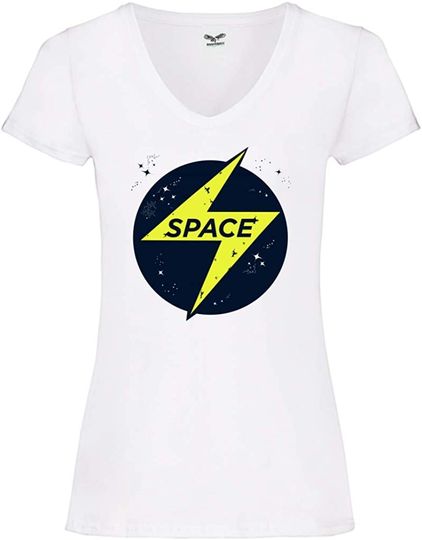 Discover T-shirt de Mulher com Decote Em V Space