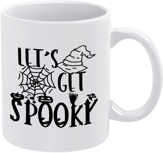 Discover Caneca de Cerâmica Clássica Let’s Get Spooky  Bruxa Abóbora Halloween