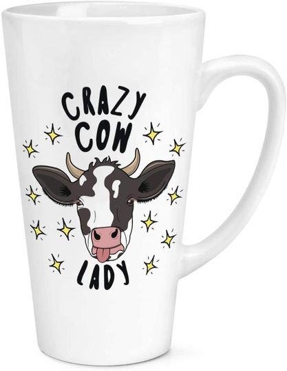 Discover Caneca de Cerâmica Branca com Leite Crazy Cow Lady 500ml