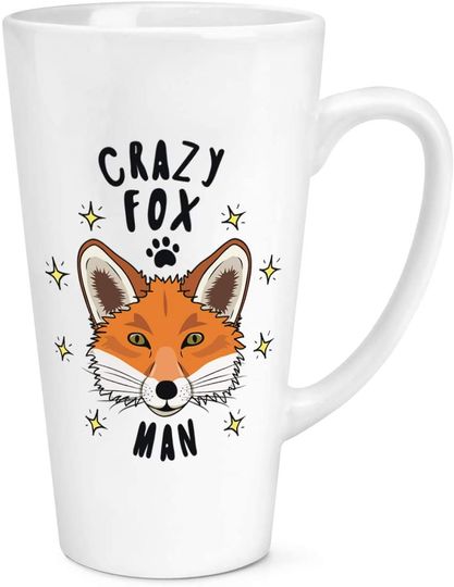 Discover Caneca de Cerâmica Branca com Leite Crazy Fox Lady 500ml