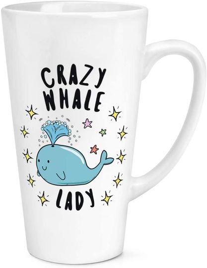 Discover Caneca de Cerâmica Branca com Leite Crazy Whale Lady 500ml