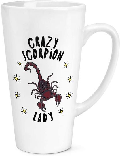 Discover Caneca de Cerâmica Branca com Leite Crazy Scorpion Lady 500ml