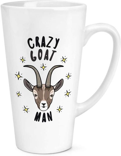 Discover Caneca de Cerâmica Branca com Leite Crazy Goat Man 500ml