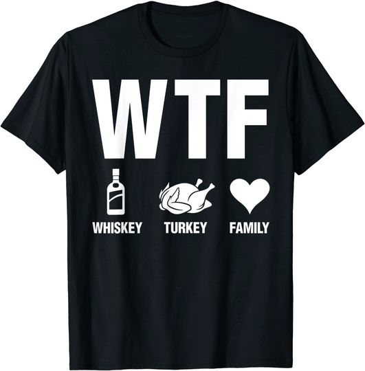 Discover T-shirt para Homem e Mulher Divertido Whiskey Turkey and Family