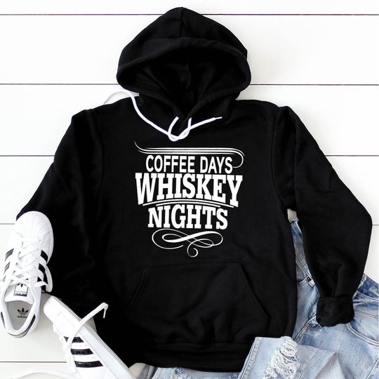 Discover Sweatshirt com Capuz Coffee Days Whiskey Nights