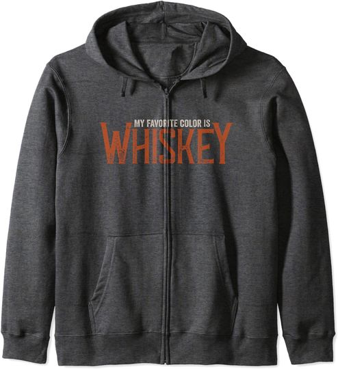 Discover Hoodie com Fecho-éclair Unissexo My Favorite Color is Whiskey