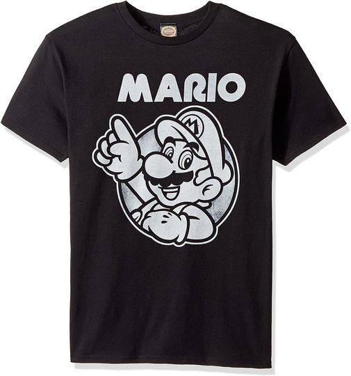 Camiseta Unissexo Manga Curta Distintivo de Mario